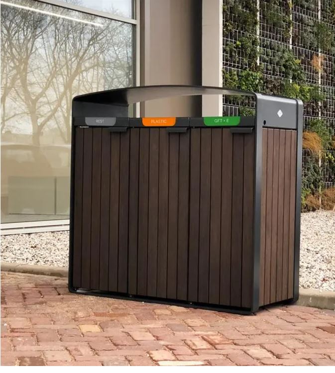 Mülleimer Storr Aluminium Garapa Holz